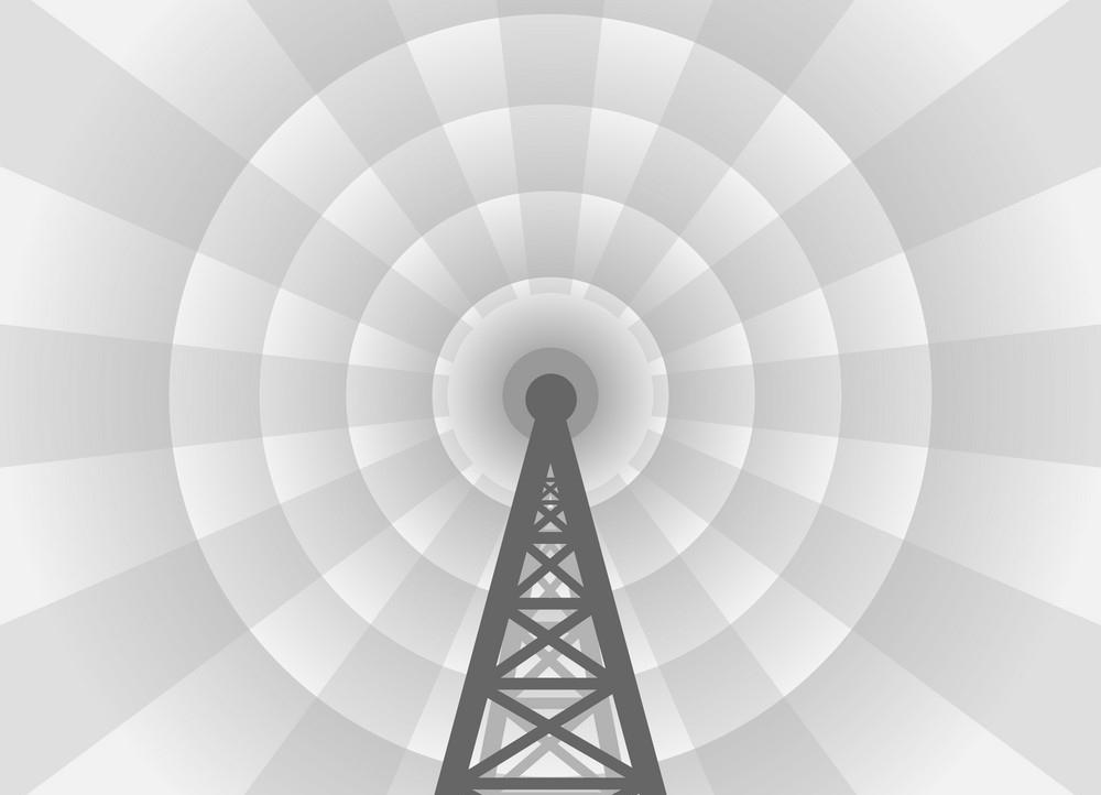 Image shows a black & white animation of a radio mast.