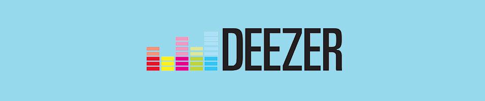 This is the logo for Internet Radio Directory Deezer. It is a sky blue with black text. on the left is a rainbow coloured soundlevel illustration.