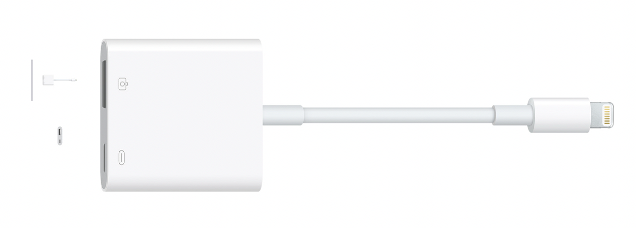 Image shows an Apple Lightning to Camera adapter.