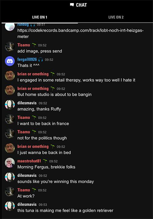 Screenshot shows the NTS chatroom widget.