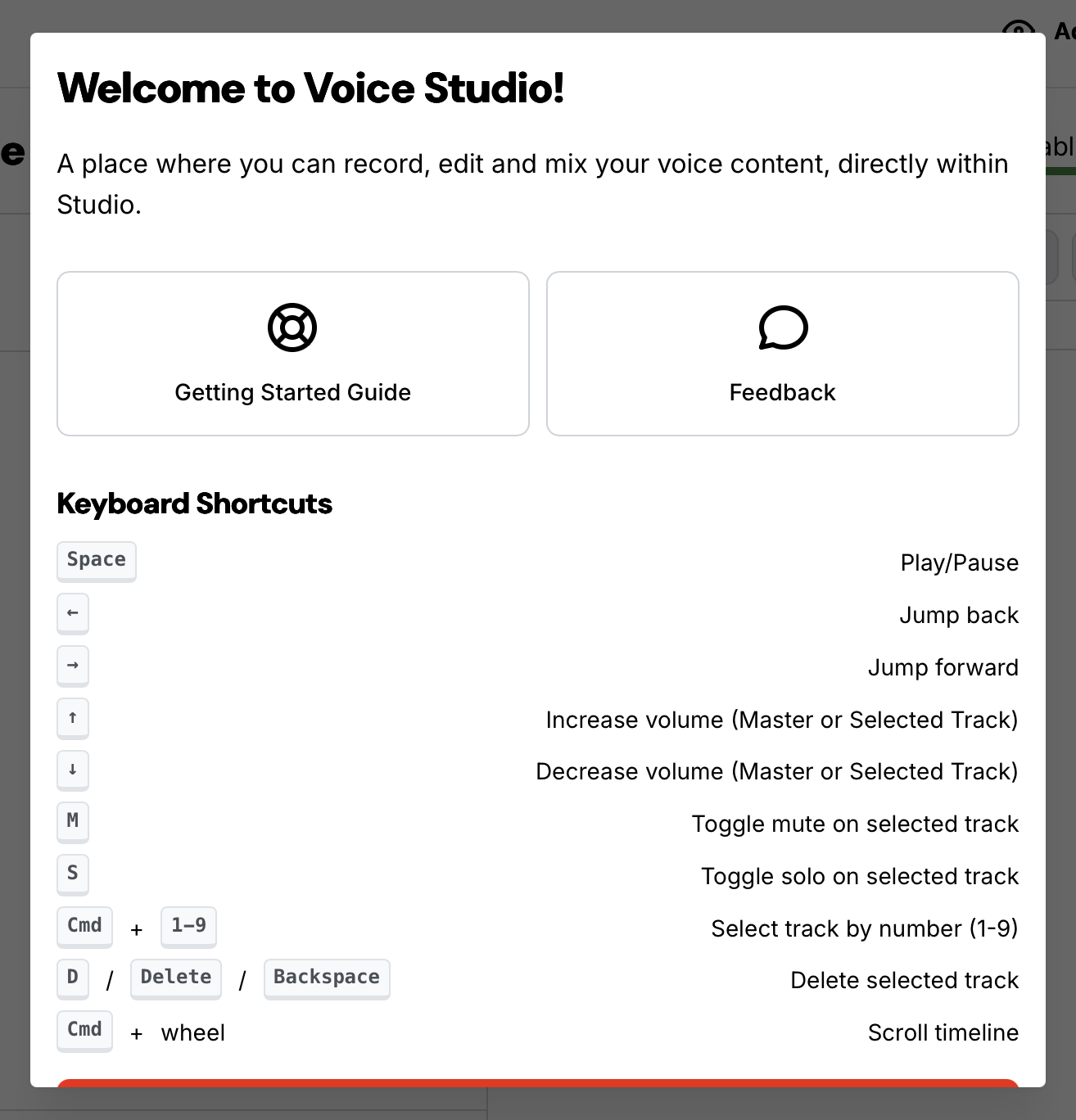 Screenshot of Voice Studio voice recording feature on Radio.co