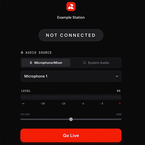 Image shows the station settings window in Radio.co Live.