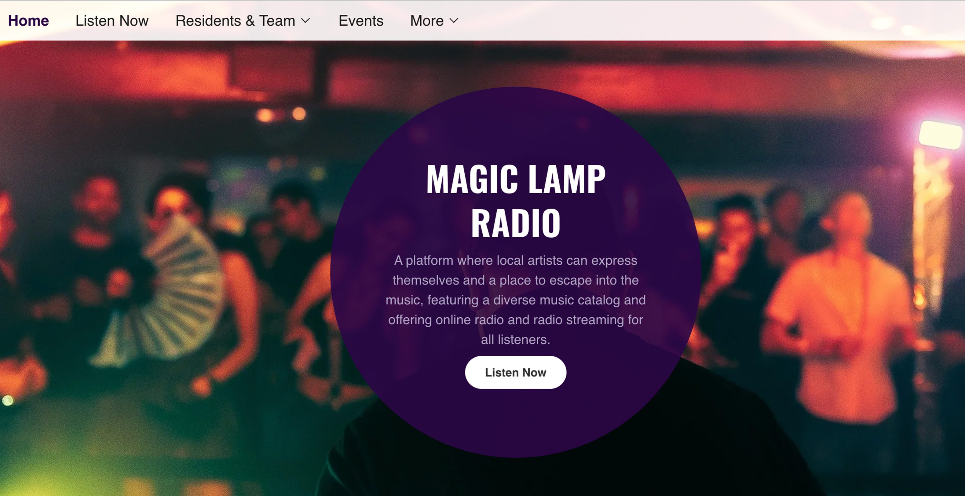 The Magic Lamp Radio homepage.