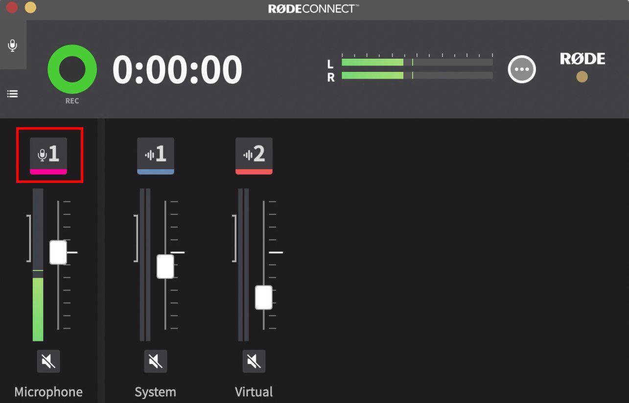 Image shows the Rode Connect Setup for Radio Microphone Channel
