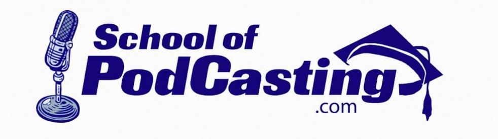 Image shows the logo for Schoolofpodcasting.com.