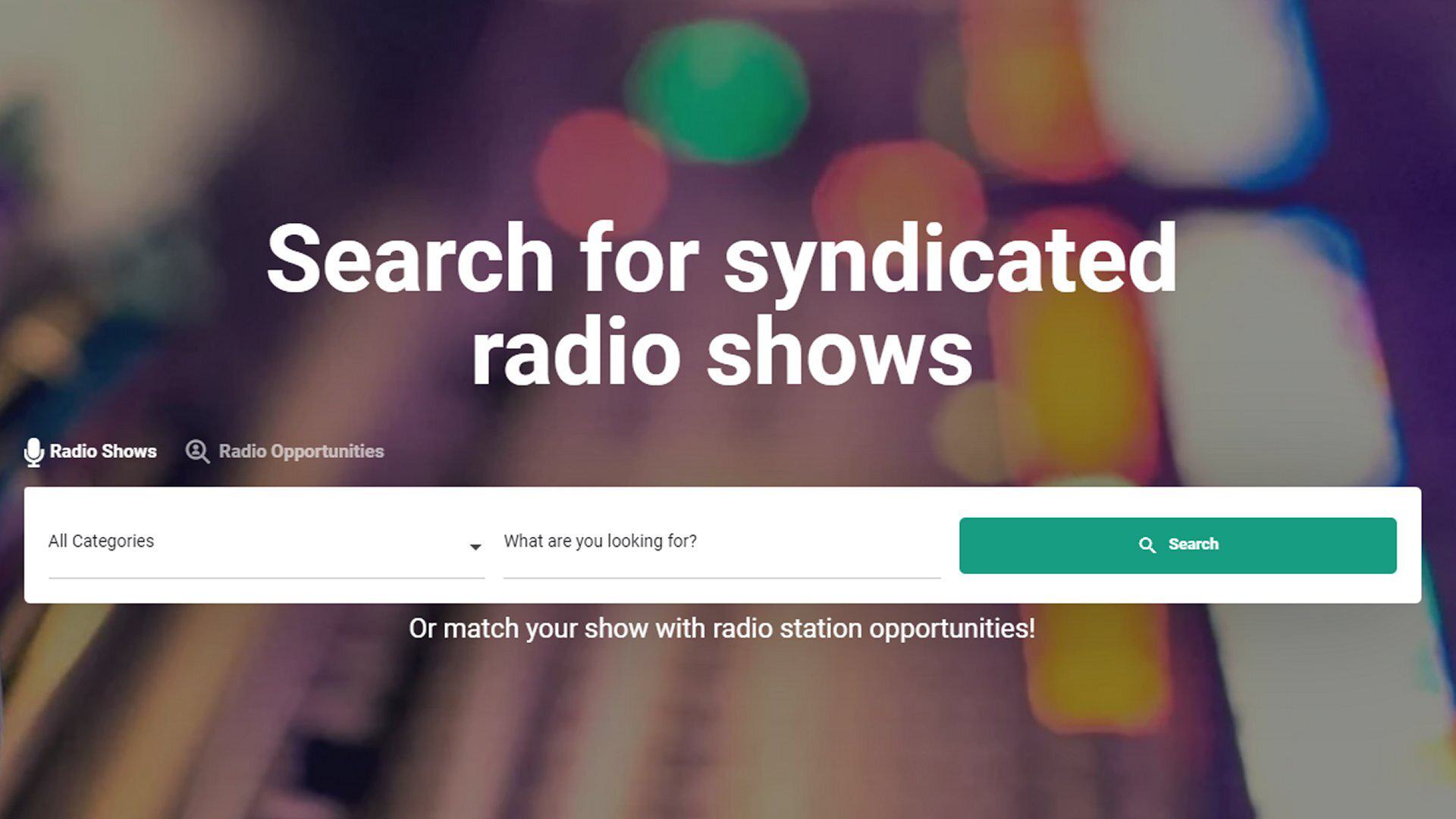 Image shows the Syndishows search bar.