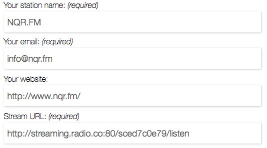 This is an image of the station's basic information form in white and black.