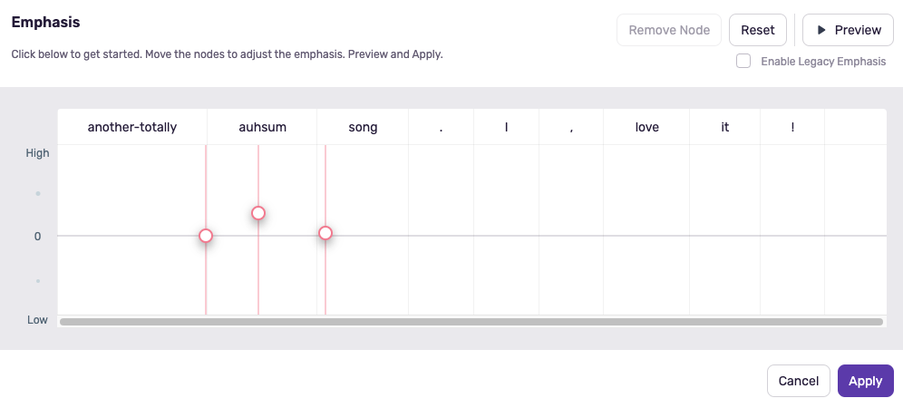 Murf.ai Emphasis feature to adjust delivery.