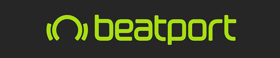 This is a black/grey backdrop with a lime green logo for beatport in the centre. Next to the word there is an illustration for headphones.