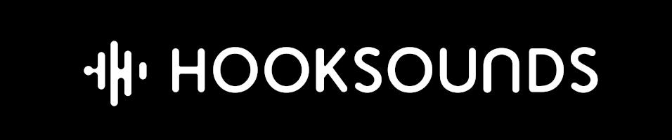 This is a black background with sound signals in white visible, and the word HOOKSOUNDS in the centre.