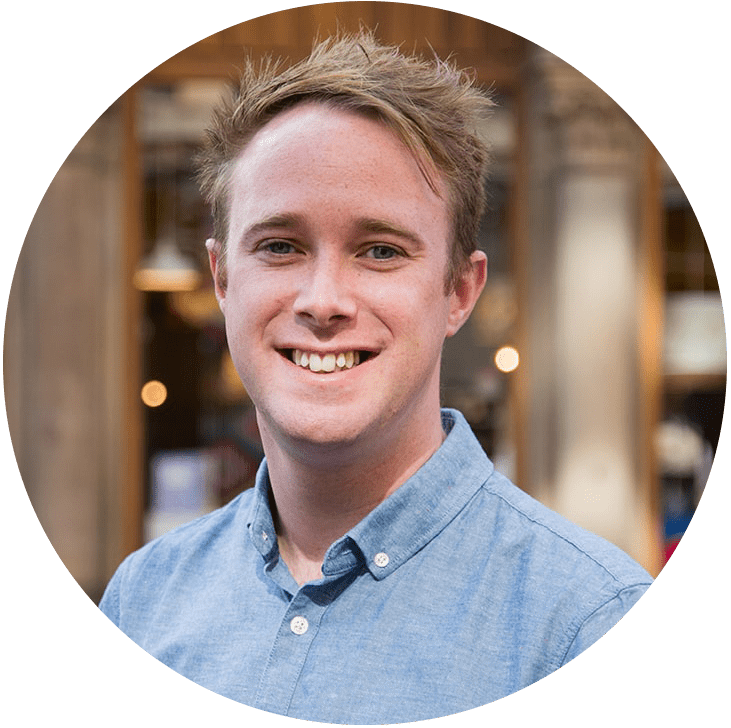 Image shows a circular headshot of Radio.co CEO, James Mulvany