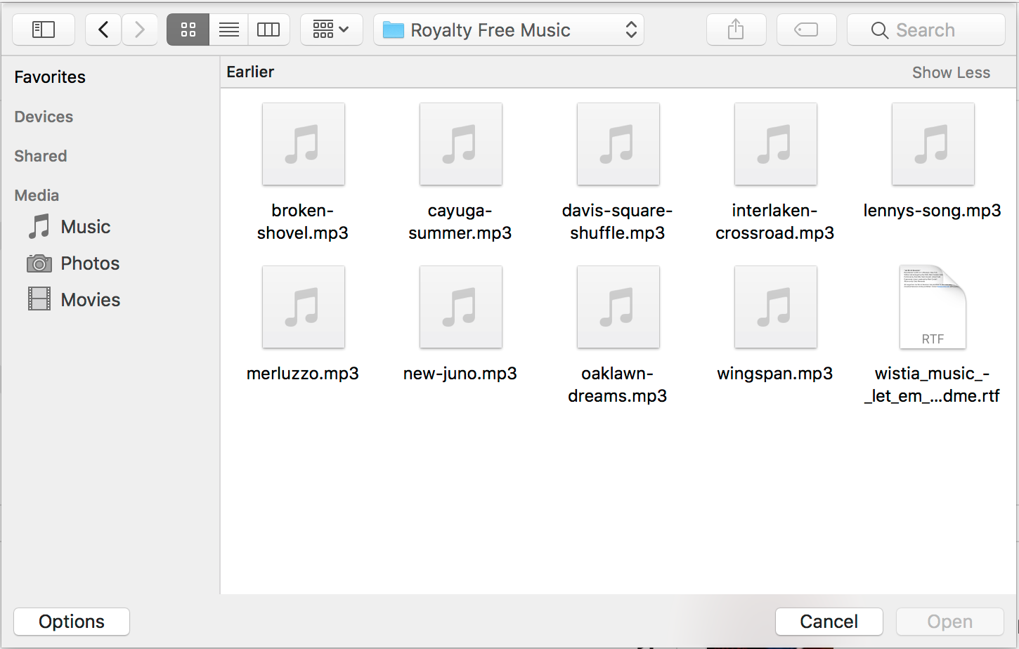 Select files from your browser