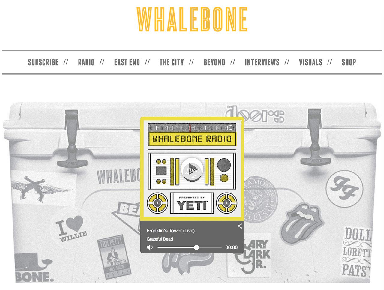 Image shows the Whalebone magazine homepage.